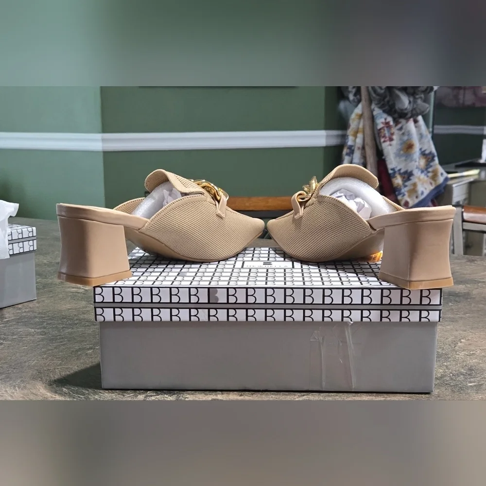 Knit Pointed Toe Chunky Heel Mules #962, 963 - Picture 5 of 16